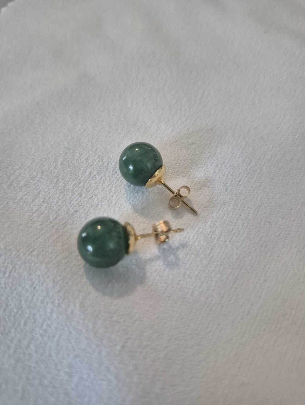 14K gold Jade ball earrings